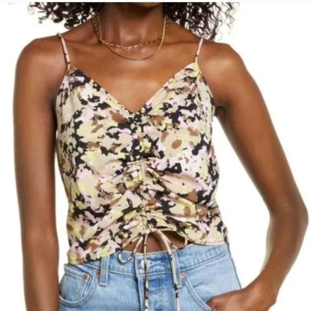 Vero Moda Chaddie Cami ruched front tank top floral print Size Small